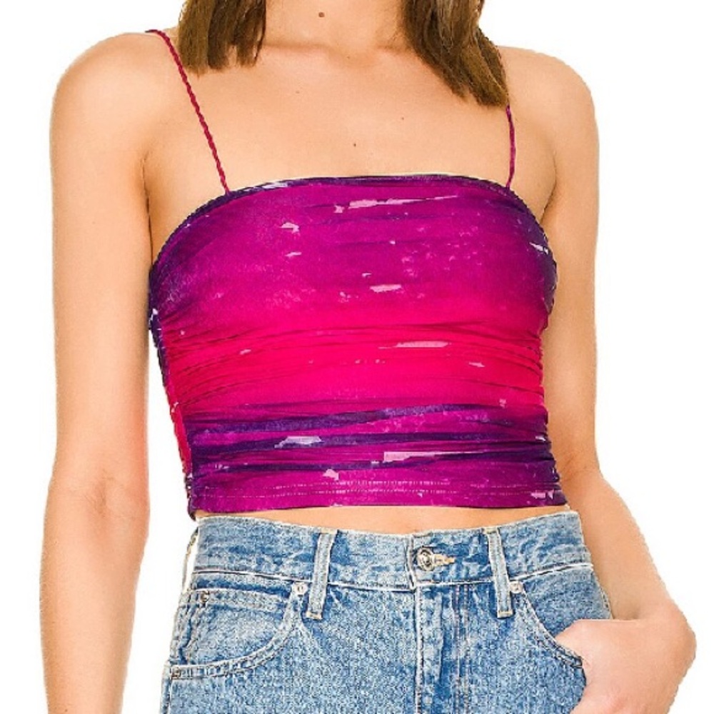 superdown Pink and Purple Ombre Spaghetti-Strap Crop Top